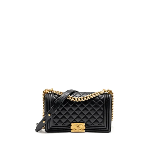 Chanel Medium Boy Bag lambskin black GHW in Black Lambskin from EMIER