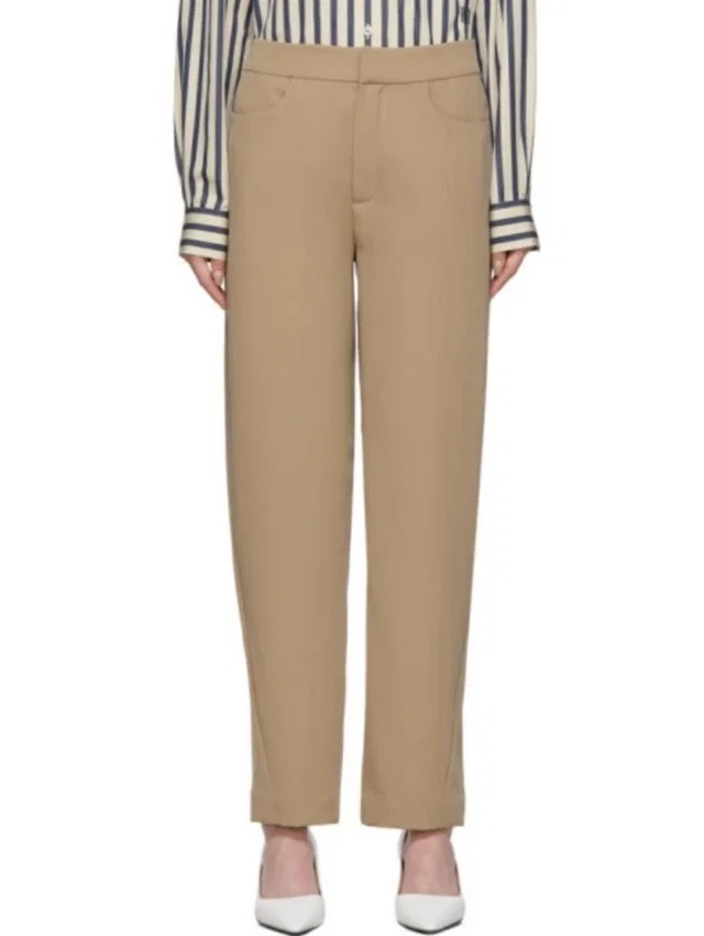 TOTEME Beige Novara Trousers Pants Straight Leg Small Business Quiet Luxury in brown|neutral from Poshmark