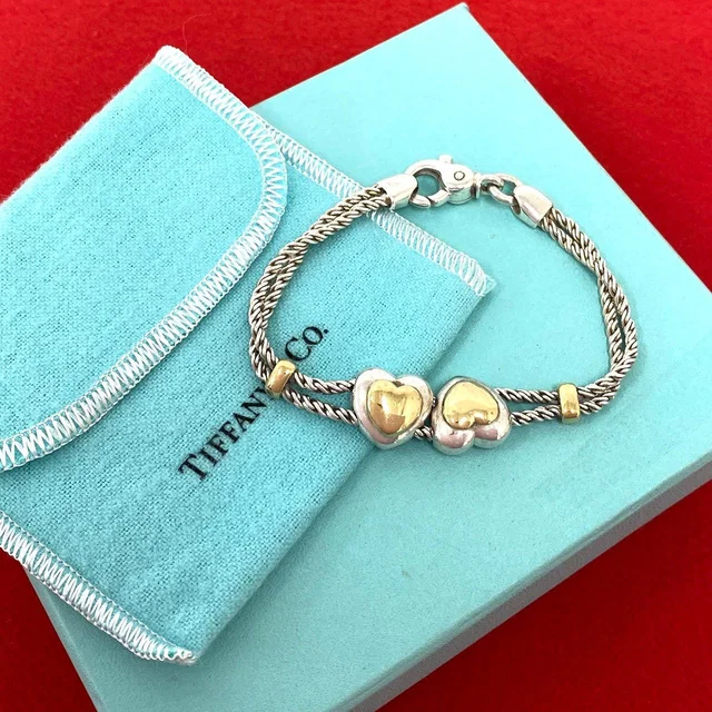 Tiffany & Co. Box Double Rope Heart Bracelet Silver Gold in Gold from The Reluxe