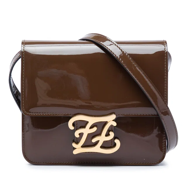 Brown Fendi Patent Karligraphy Crossbody in Brown Patent leather from Designer Revival