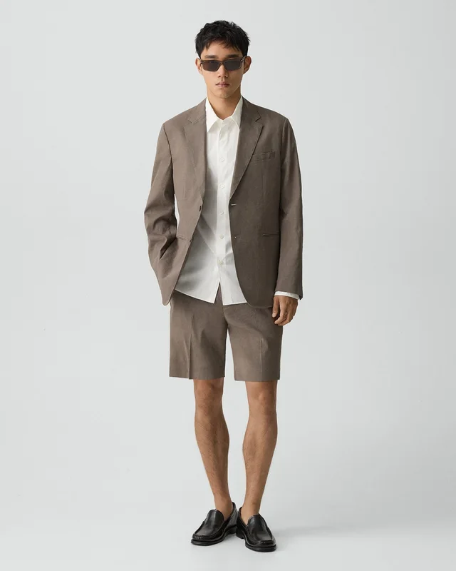 Theory Standard Blazer in Good Linen in MOREL 62% Linen, 36% Viscose, 2% Elastane, photo 5 of 12 from Theory