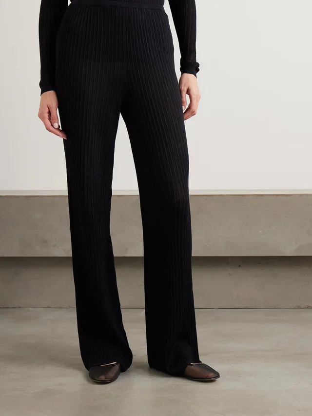 SKIMS Ribbed-knit wide-leg pants - Onyx in Black, photo 2 of 2 from NET-A-PORTER (Canada)