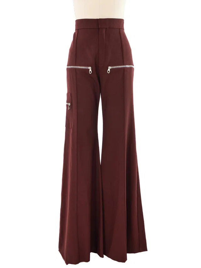 Chloé Zip Accented Trousers in Wool from Arcade Vintage