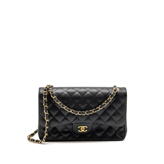 Chanel Jumbo Classic double flap bag CAVIAR black GHW in Black Caviar leather from EMIER