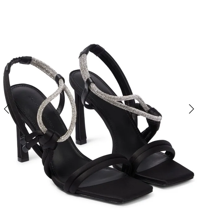 Jonathan Simkhai Cassie Sandals Womens Size 7.5 Black Rhinestone Strappy Heels in black Leather from Poshmark