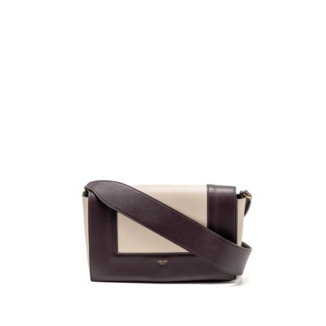 Celine Medium Frame Bag Calfskin Violet/Beige GHW in Beige Calfskin from EMIER