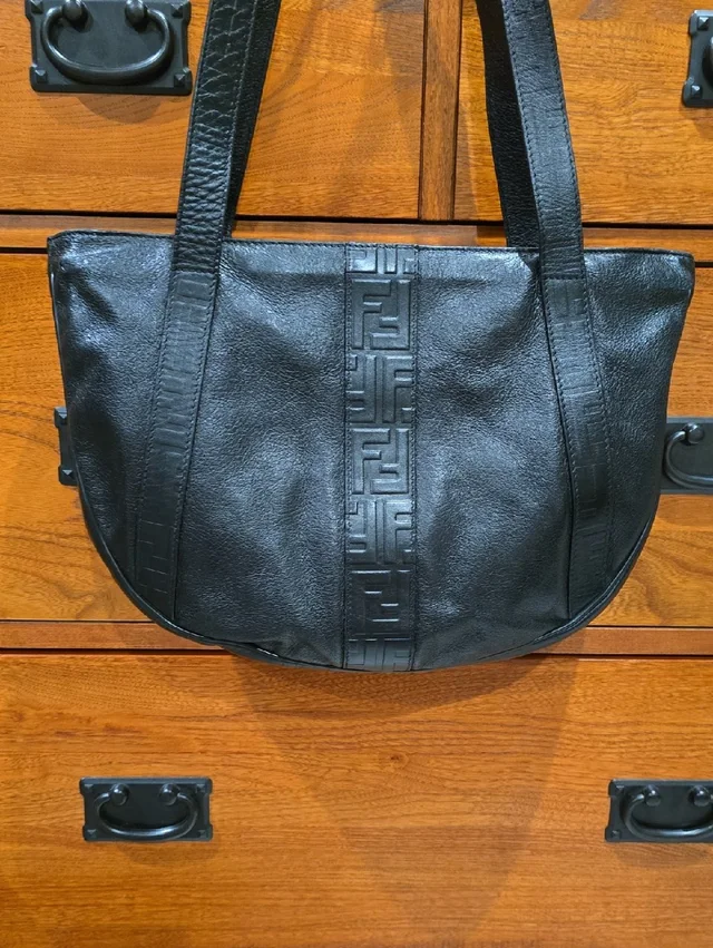 Fendi Vintage Tote Bag With Embossed Center Panel in black Leather from Poshmark, photo 1 of 1