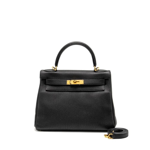Hermès Kelly 28 Togo Black GHW Stamp X in Black Togo leather from EMIER