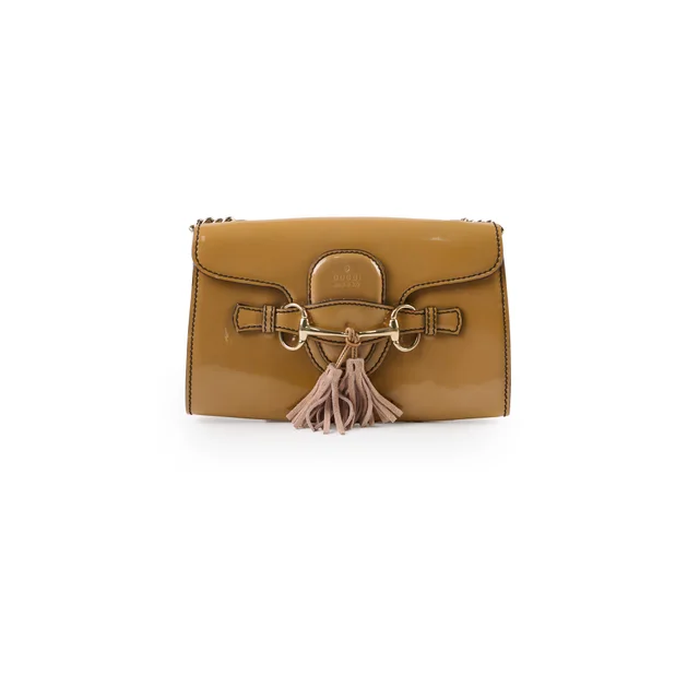 Gucci Horsebit Patent Shoulder Bag Beige in Beige Patent leather from The Purse Affair