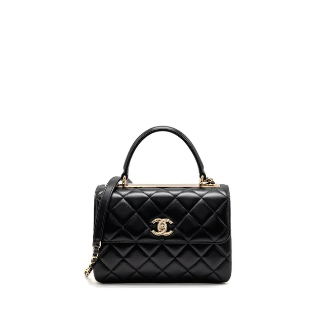 Chanel Top Handle Trendy CC Flap Bag Lambskin Black LGHW (Microchip) in Black Lambskin from EMIER