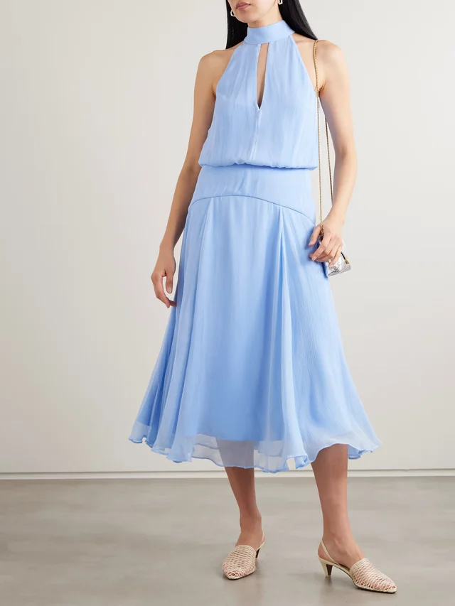 STAUD Camryn cutout crepon midi dress in Blue, photo 2 of 2 from NET-A-PORTER (Canada)