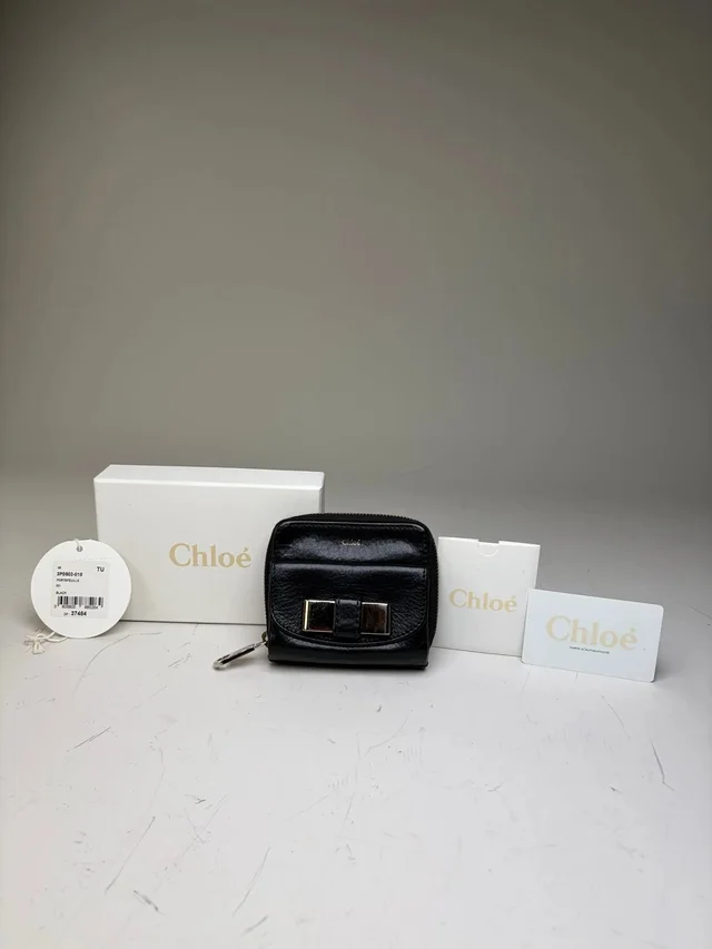 Chloé Vintage Leather Wallet Black Silver in black Leather from Grailed