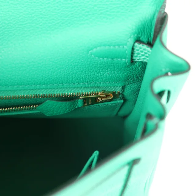 Hermès Kelly Retourne 25 Menthe Togo and Varanus Niloticus Lizard Touch Permabrass Hardware in Togo leather from Madison Avenue Couture, photo 9 of 9