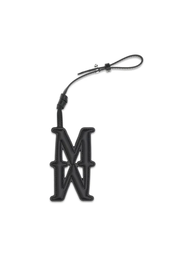 Max Mara Leather M-W Charm Key Case — Black Calf Bos Taurus Keychains in Black Leather from HEWI