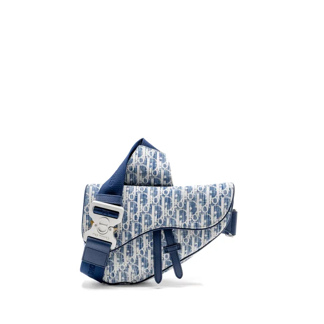 Dior Homme Saddle Bag Oblique Kasuri Blue/Multicolour SHW in Blue Denim from EMIER