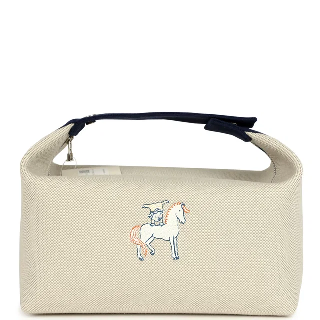 Hermès Bride A Brac Cabriole GM Gris Perle, Bleu Canvas Palladium Hardware in Blue Canvas from Madison Avenue Couture