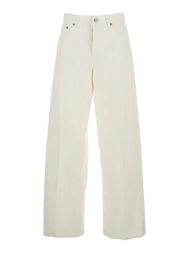HAIKURE White Jeans with Belt Loops and Logo Patch on the Back in Denim Woman in White, photo 2 of 6 from Gaudenzi Boutique