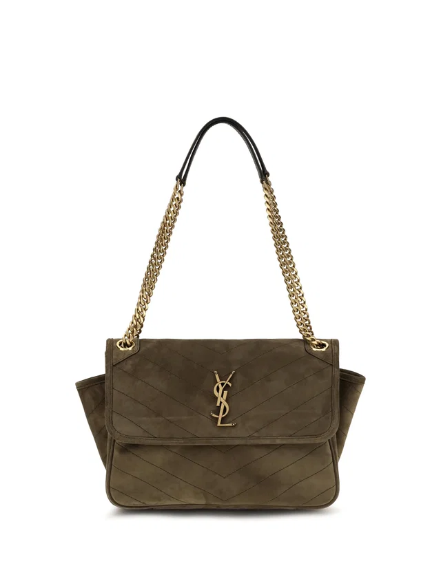 Saint Laurent Niki Tripouch Shoulder Bag — Beige Suede in Beige Suede from HEWI