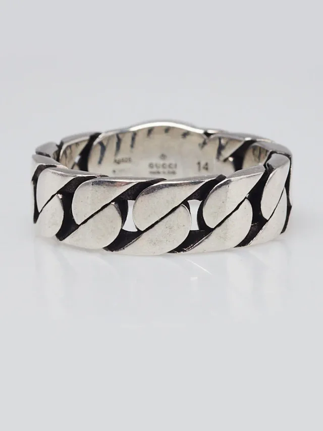 Gucci Sterling Silver Interlocking G Ring Size 7 in Green from Yoogis, photo 4 of 5