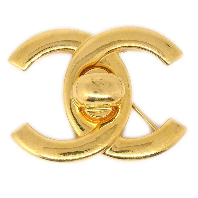 Chanel Turnlock Brooch Gold-Plated 96A in Gold from AMORE Vintage Tokyo