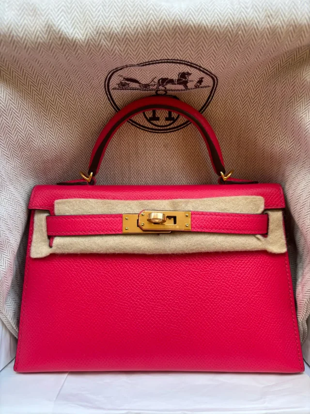 Hermès Mini kelly Rose extreme Leather Bag in Pink EPSOM from Luxury Promise