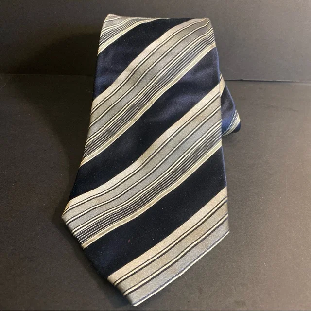 Giorgio Armani Navy Silver Striped 100% Silk Luxury Neck Tie in blue Silk from Poshmark