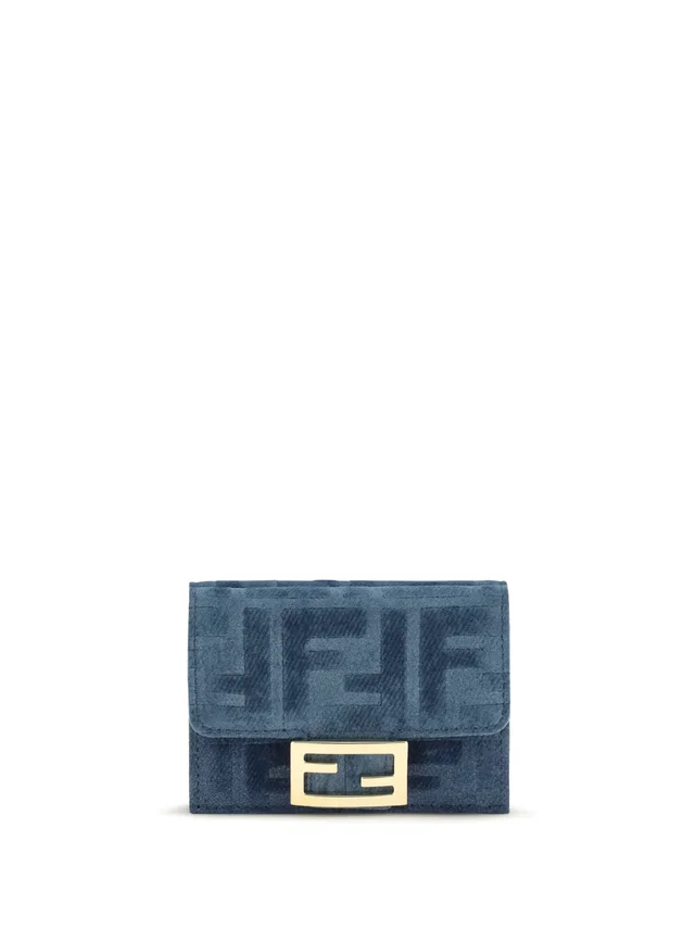 Fendi Ff Monogram Jacquard Wallet — Blue Cotton; Viscose in Blue from HEWI