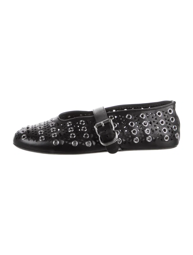 Alaïa Leather Mary Jane Flats in black Leather from The RealReal