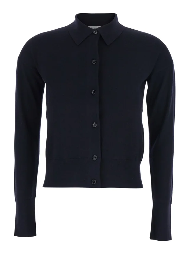 Max mara 'Medeola' Blue Sweater with Polo Collar and Button Closure in Wool Blend Woman in Blue 78% Wool 18% Polyamide 4% Elastane from Gaudenzi Boutique, photo 1 of 1