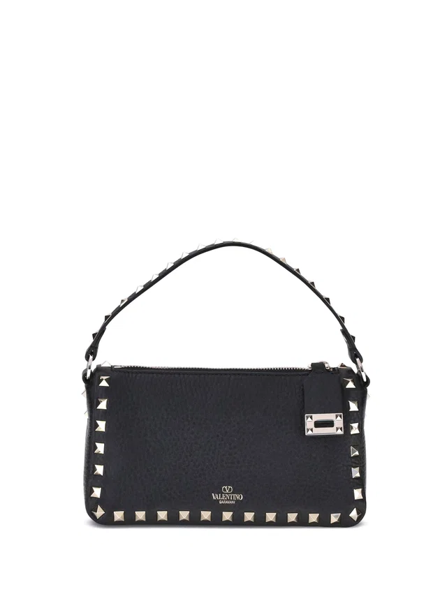 Valentino Garavani Rockstud Shoulder Bag — Black Calf Leather in Black Calfskin from HEWI
