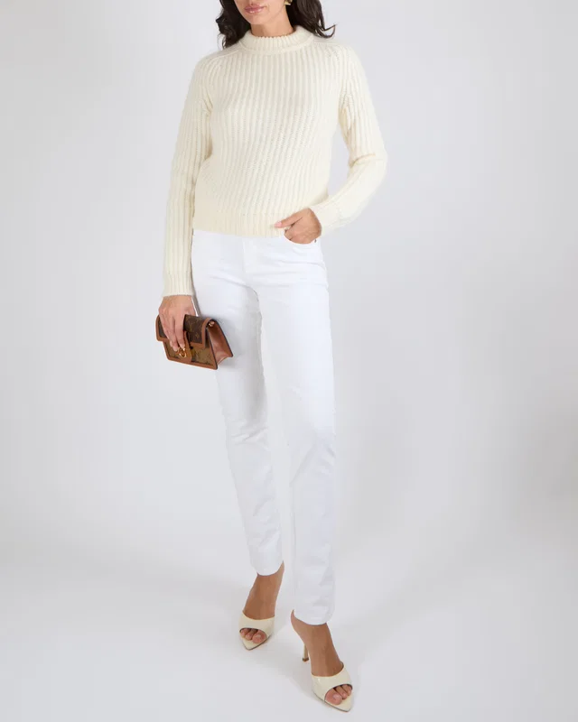 Saint Laurent Cream Wool Knitted Jumper Size XS (UK 6) in White Wool from Sellier