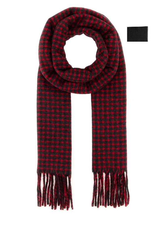 Jil Sander Houndstooth Wool Scarf — Red Exterior: Virgin Scarfs in Red Wool from HEWI