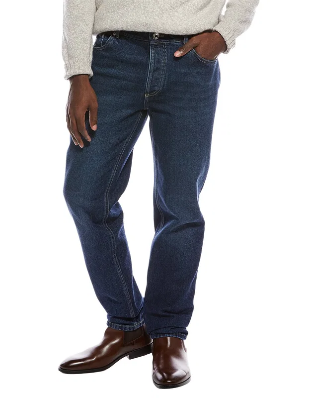 Brunello Cucinelli Dark Wash Traditional Fit Jean, image 1 of 1 from Gilt