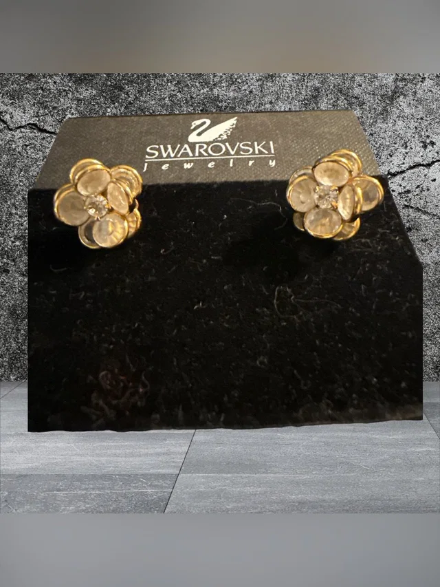Swarovski Vintage Gold-Tone Crystal Earrings - Petite 1/2” Sparkling Rhinestone in white|gold from Poshmark