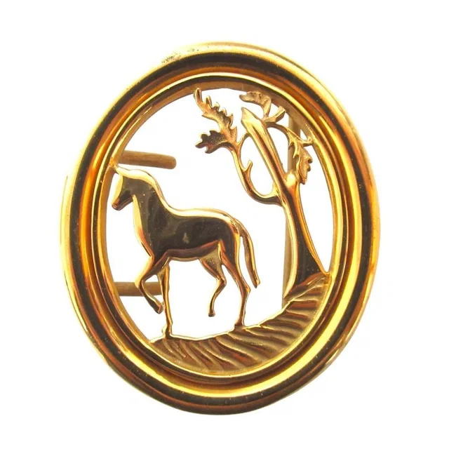 Hermès Vintage Horse Motif Belt Buckle Gold in Gold from The Reluxe