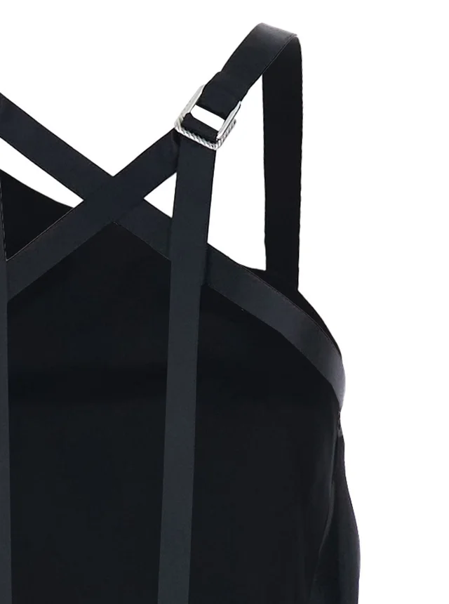The attico Black Long Sleeveless Dress with Crossed Adjustable Straps and Open Back in Viscose for Women in Black 100% Viscose, photo 4 of 4 from Gaudenzi Boutique