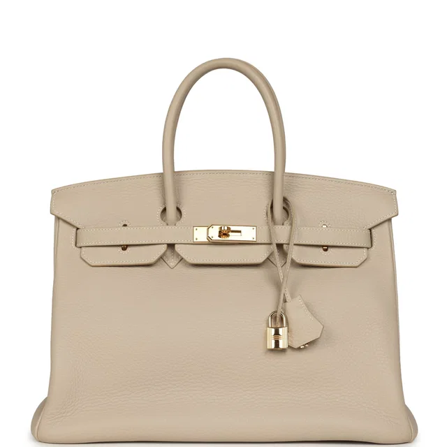 Hermès Vintage Birkin 35 Beige Rose Clemence Gold Hardware in Beige Clemence leather from Madison Avenue Couture