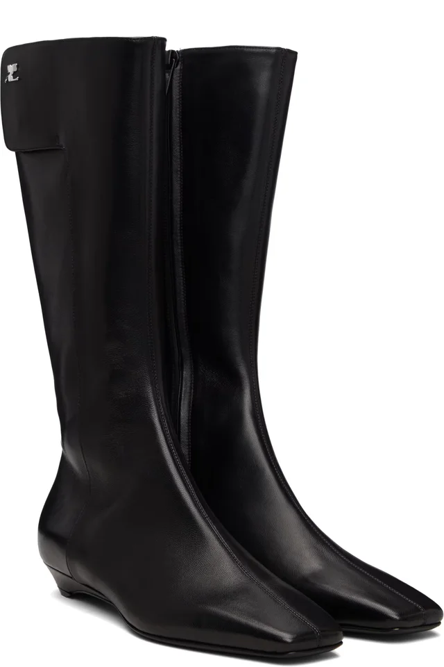 Courrèges Black Heritage Flat Boots, photo 4 of 5 from SSENSE