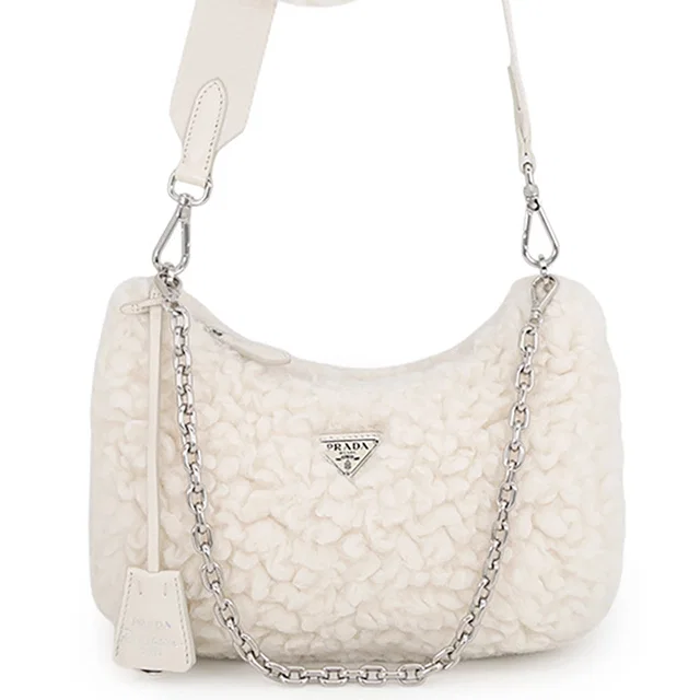 Prada Re-Edition 2005 Shoulder Bag White1BH204_2FLI_F0018_V_BOO Wool Cashmere in Cashmere from GALLERY RARE