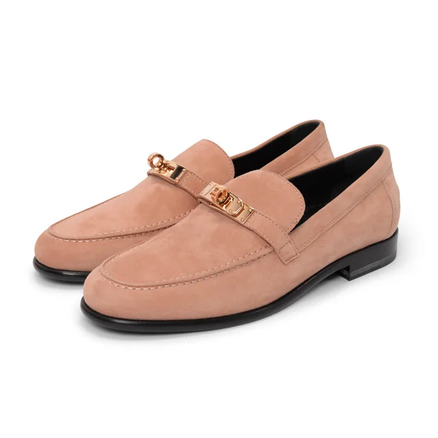Hermès Destin Loafers 36 in Rose Opaline Suede from Blue Spinach