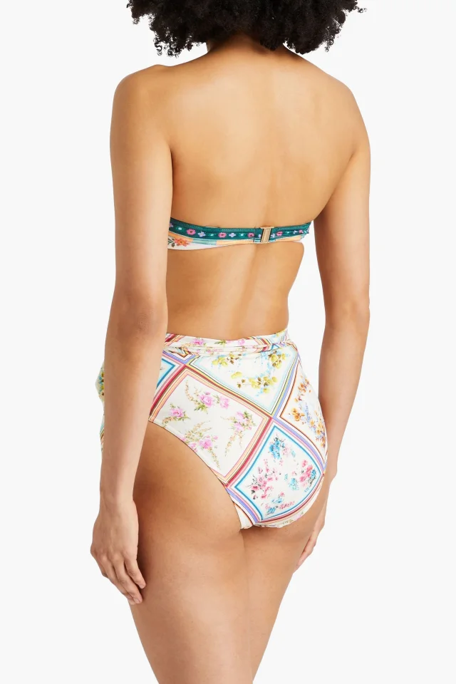 Zimmermann Floral-Print Underwired Bandeau Bikini Top in Ecru, photo 3 of 6 from THE OUTNET