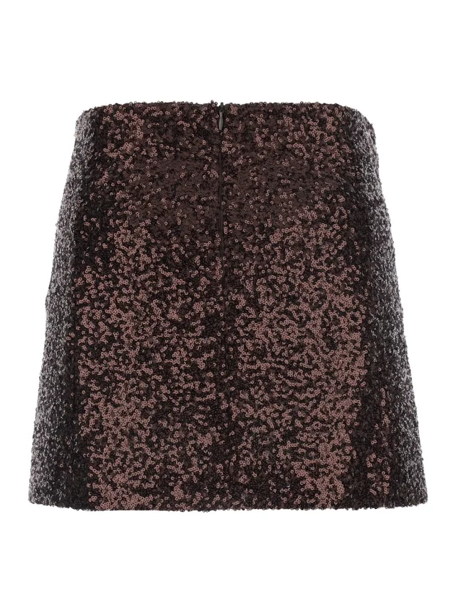 Leplain Brown Fabric Skirt with All-Over Sequins for Women in Brown, photo 2 of 3 from Gaudenzi Boutique