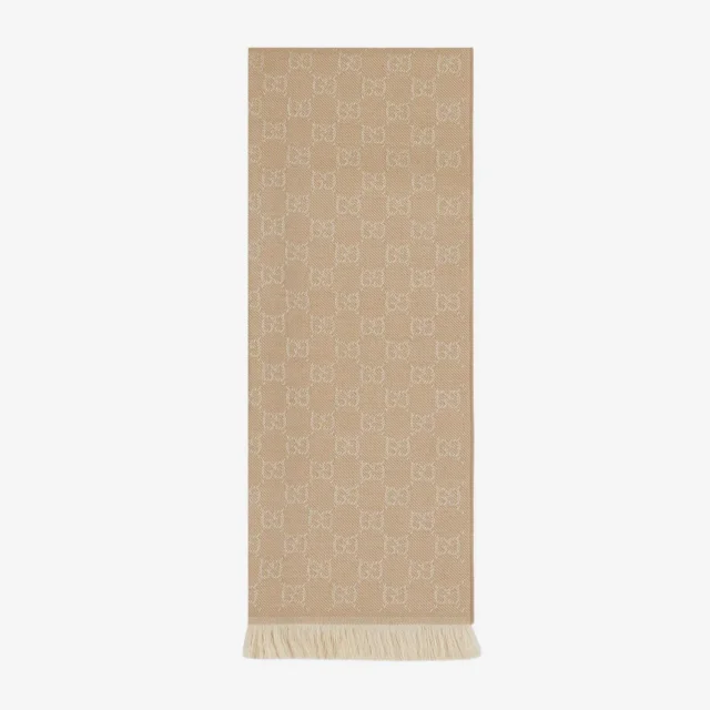 Gucci Gg Motif Wool Scarf — Beige Scarfs in Beige Wool from HEWI, photo 2 of 3