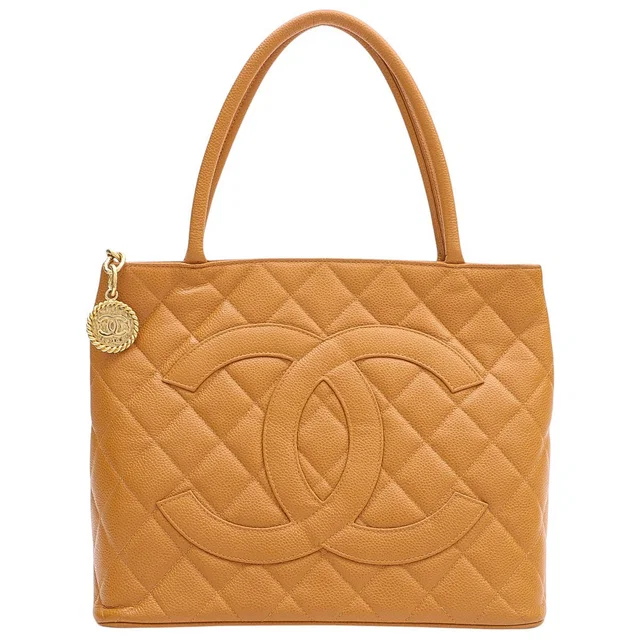 Chanel 2001-ish caviar skin CC mark stitch reissue tote bag Beige in Beige Caviar leather from VINTAGE QOO TOKYO