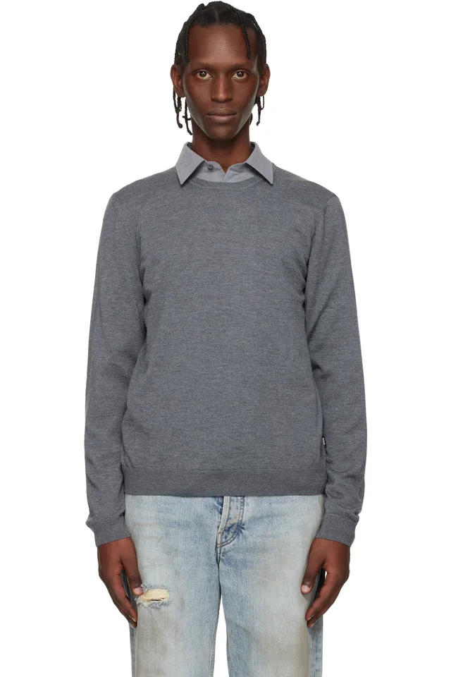 Gray Slim-Fit Merino-Wool Sweater, image 1 of 1 from SSENSE