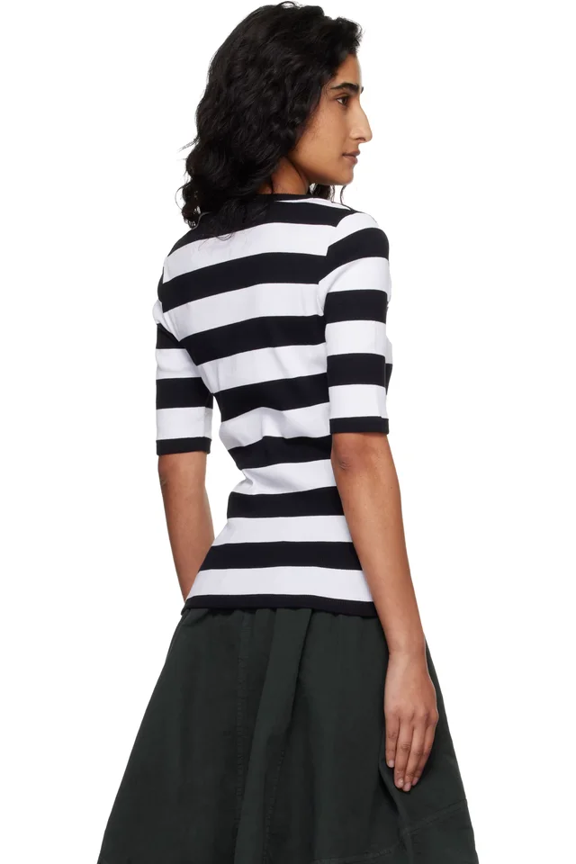 YMC White & Black Striped T-shirt, photo 3 of 4 from SSENSE