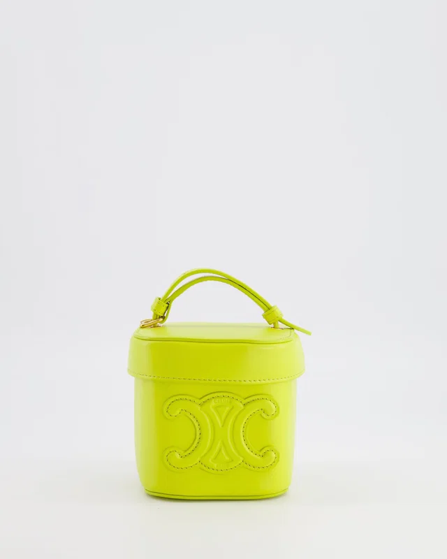 Celine Lime Yellow Leather Small Box Cuir Triomphe Bag in Yellow Leather from Sellier