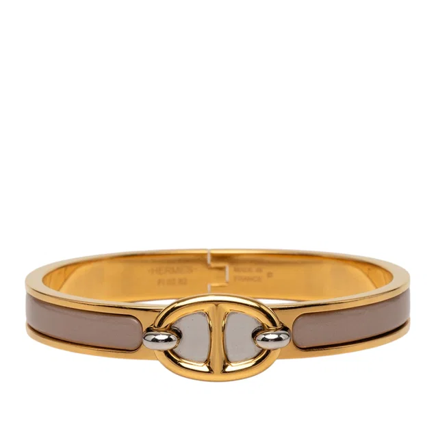 Brown Hermès Mini Enamel Clic Chaine d Ancre Bracelet PM in Brown from Designer Revival