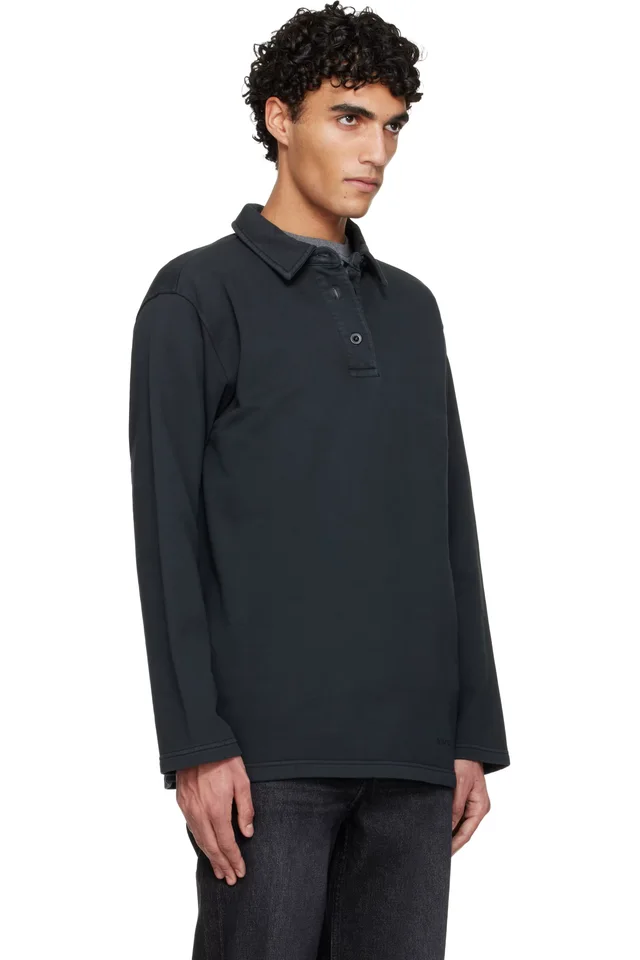 A.P.C. Black Long-Sleeve Polo, photo 2 of 4 from SSENSE