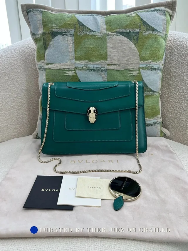 Bvlgari Serpenti Teal Shoulder Chain Bag in green from Grailed